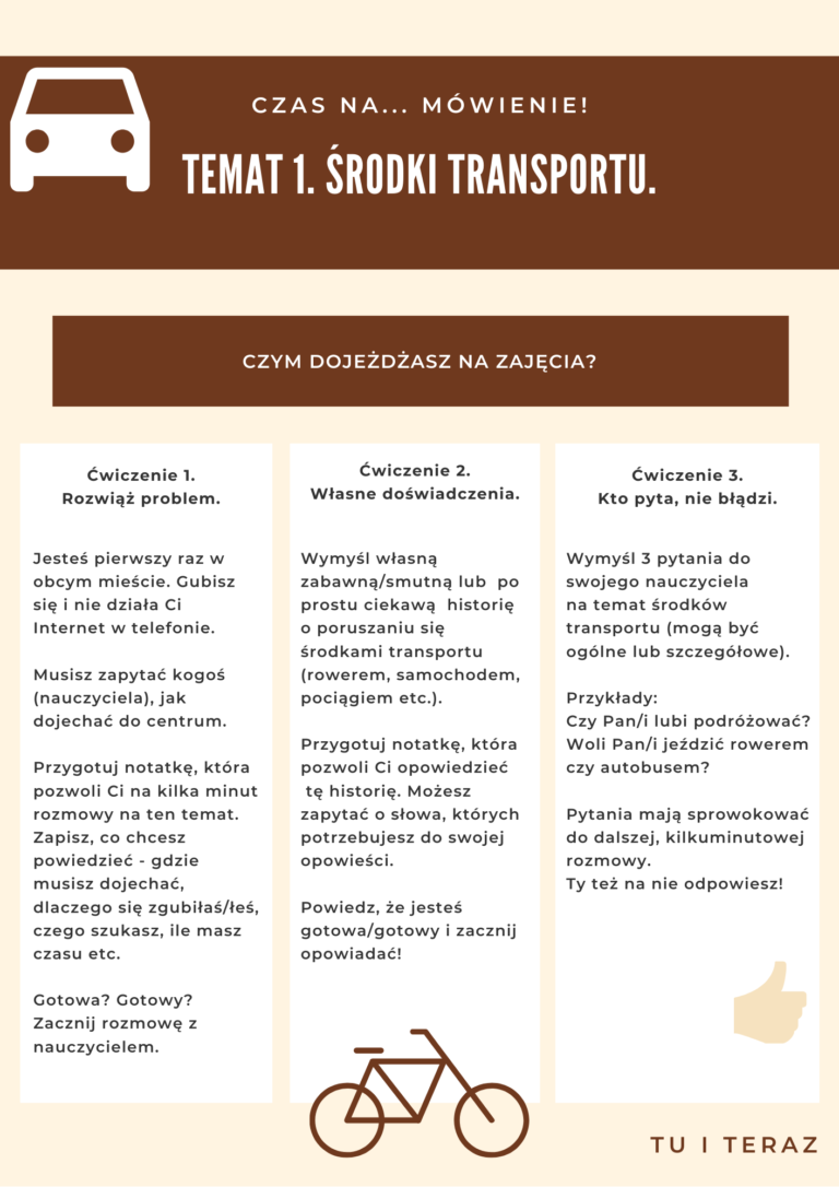 Zbiór zadań konwersacyjnych, który prowokuje do dłuższych rozmów na poziomach B1 i B2. Liczy 21 stron-zestawów ćwiczeń.